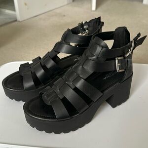 Black platform sandals
